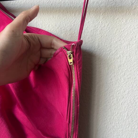 JONATHAN SIMKHAI Pink One Shoulder Denim Mini Dress Size 8 - Picture 4 of 7